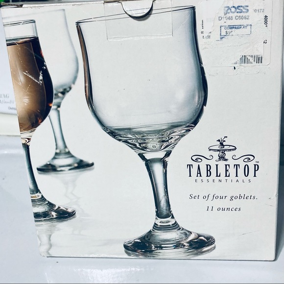 Tabletop Essentials NEW in Box Glass Set of 4 Stemmed Goblets Chalices 11 oz - Picture 3 of 5